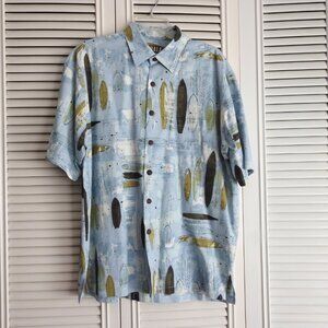 Y2K Men's Kahala Hawaiian Cotton Shirt Short Sleeves Loose Fit Surfboards Size L